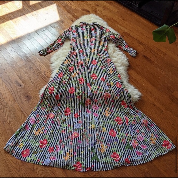 Zara women's maxi shirt dress striped floral - Picture 16 of 16